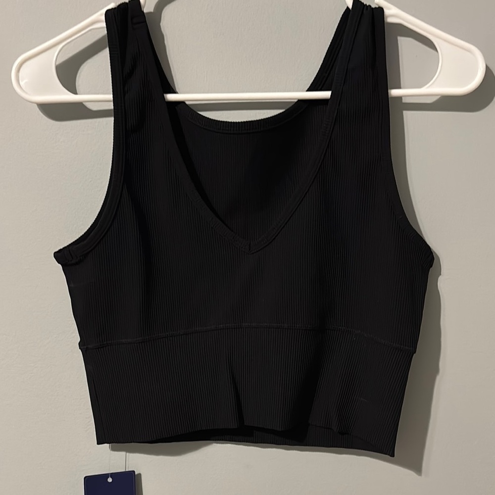 Black Ribbed Crop Top